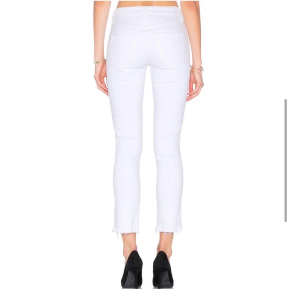 AMO Babe Sea Salt Wash White Cropped Jeans Raw Hem - Picture 4 of 14